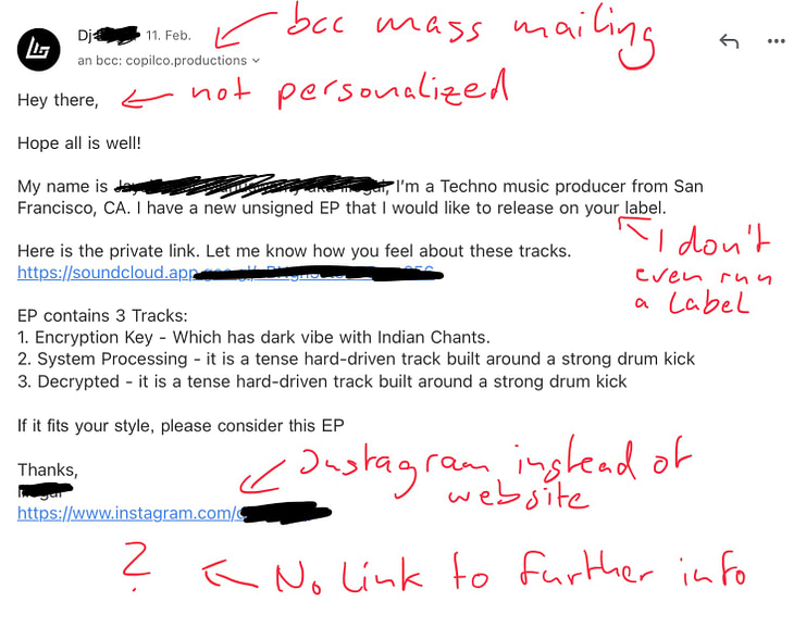 How NOT to submit songs to labels